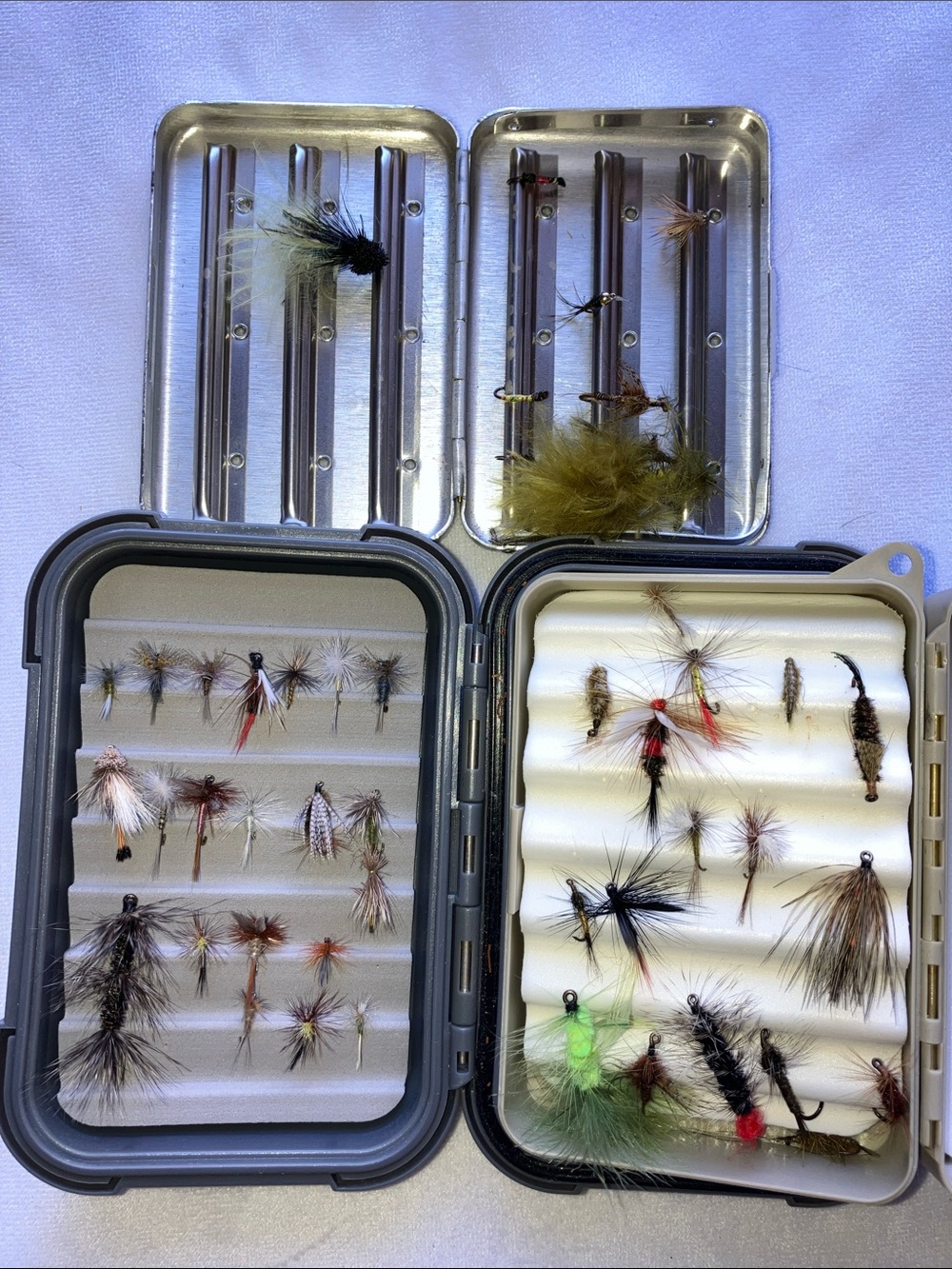 Fly Fishing Boxes and 40 Flies